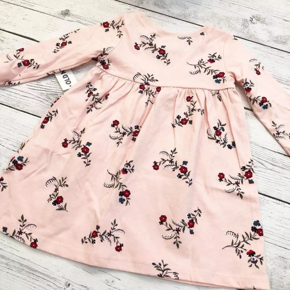 Baby Girl Pink Floral Long Sleeve Dress - Size 3-6 - Picture 3 of 3